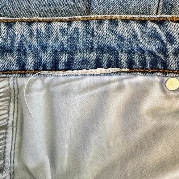 Stradivarius Light Wash Blue Straight Wide Leg High Rise Raw Hem Jeans Size 4 - Picture 9 of 9